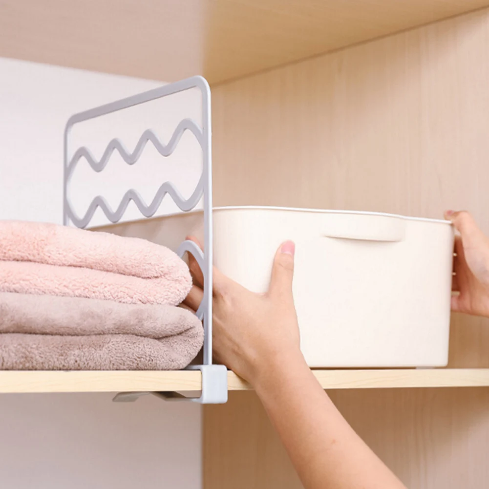 Plastic Shelf Dividers Easy Wardrobe Storage Layered Separator Plate Fender Closet Shelves For Box Clothing Organizer