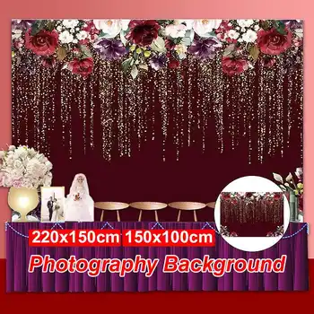 

Photography Backdrop Birthday Banner Party Decorations Baby Shower Cartoon Character Photo Studio Background Burgundy Red Flower