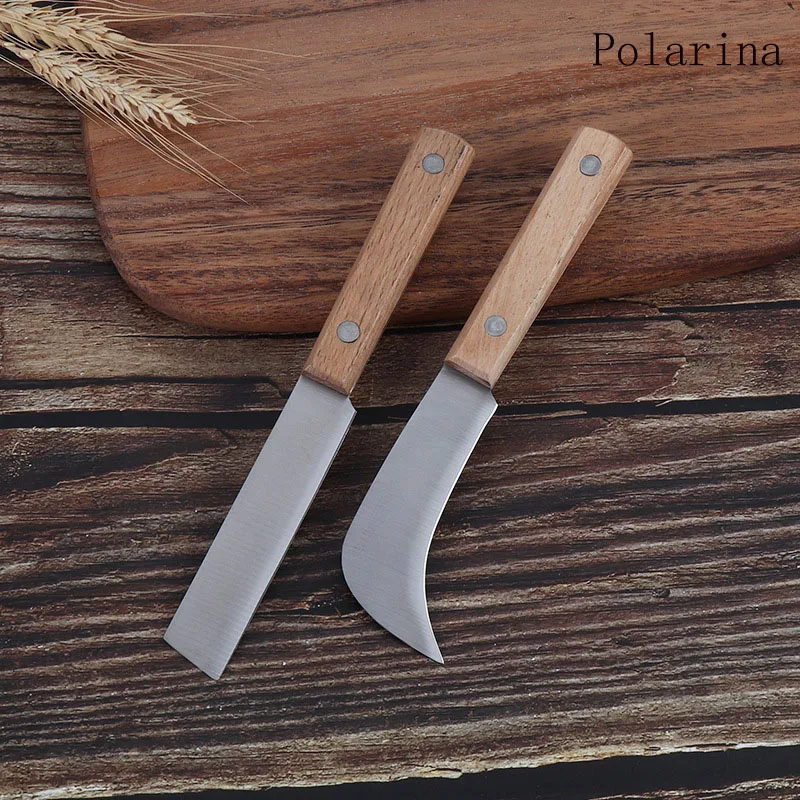 Polarina Stainless Steel Banana Knife Sugarcane Knife Peeler Wood