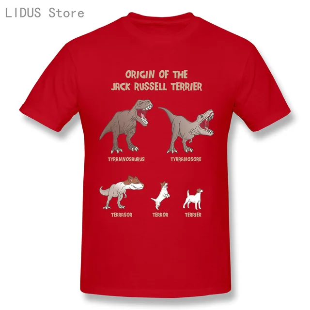 LIDUS Origin Of The Jack Russell Terrier Evolution History Meme Shirt Short Sleeved Tshirt Fashion Cotton T-shirt Tee Shirts Red