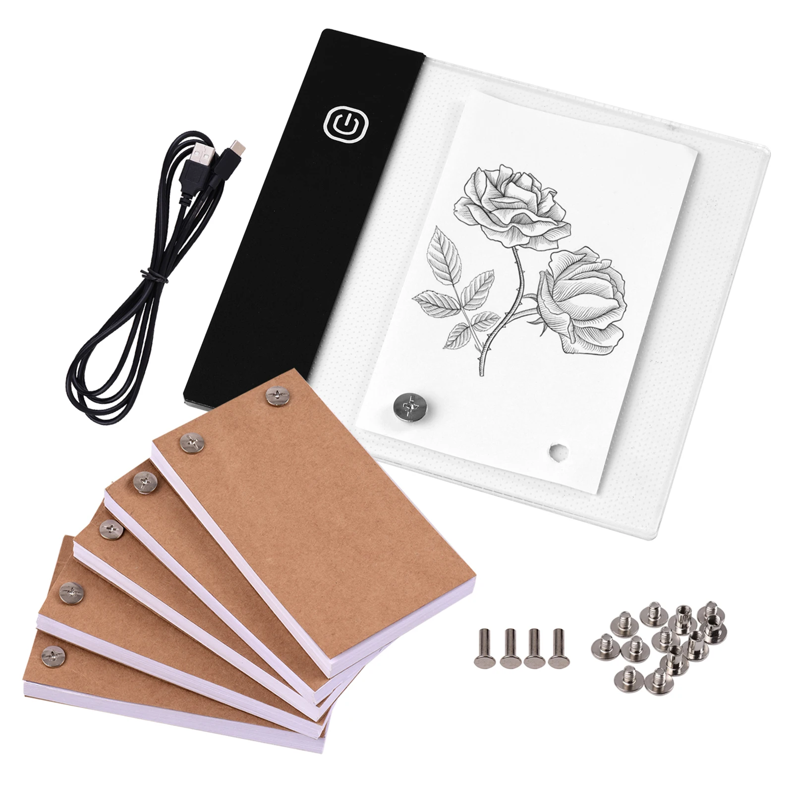 320 Sheets Animation Paper with Binding Screws LED Light Box with Flip Book Flip Book Kit with A4 Light Pad for Drawing and Tracing 
