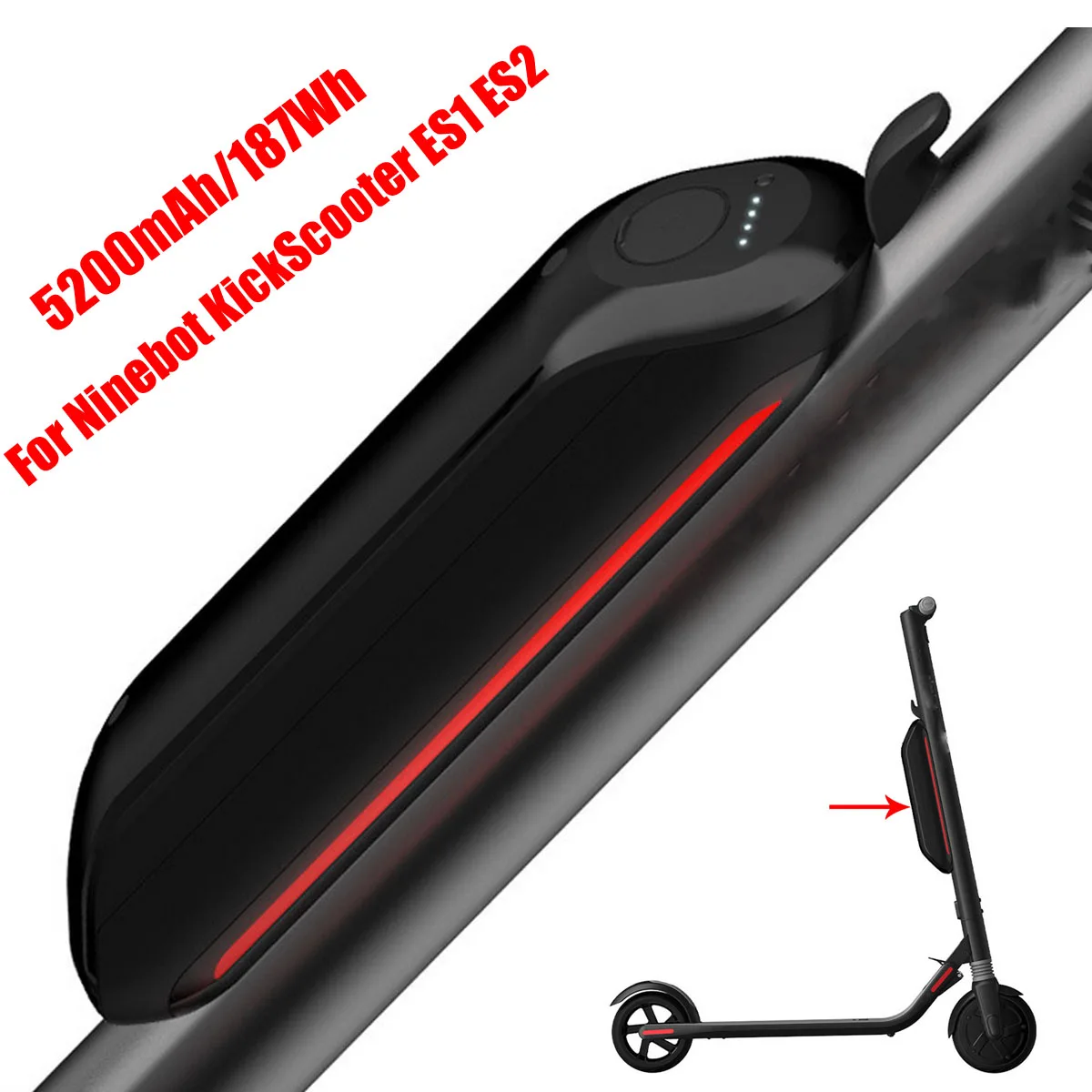 Внешний дополнительный аккумулятор для Ninebot KickScooter ES1 ES2 электрический скутер скейтборд 5200 мАч/187Wh аккумулятор