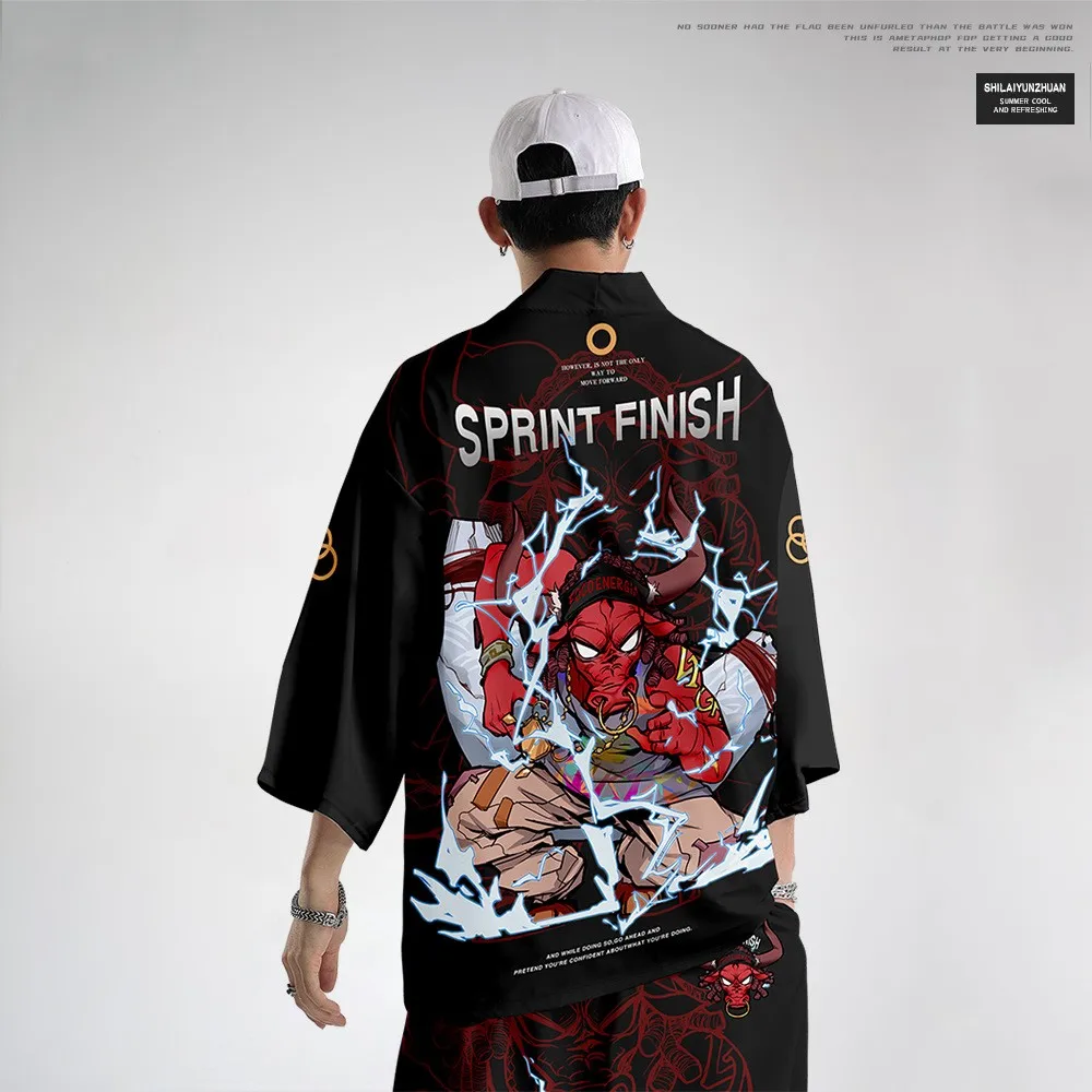 

Kimono Cardigan Loose Chinese Style Men Samurai Haori Clothing Print Floral Traditional Vintage Yukata Asian Clothes Costumes