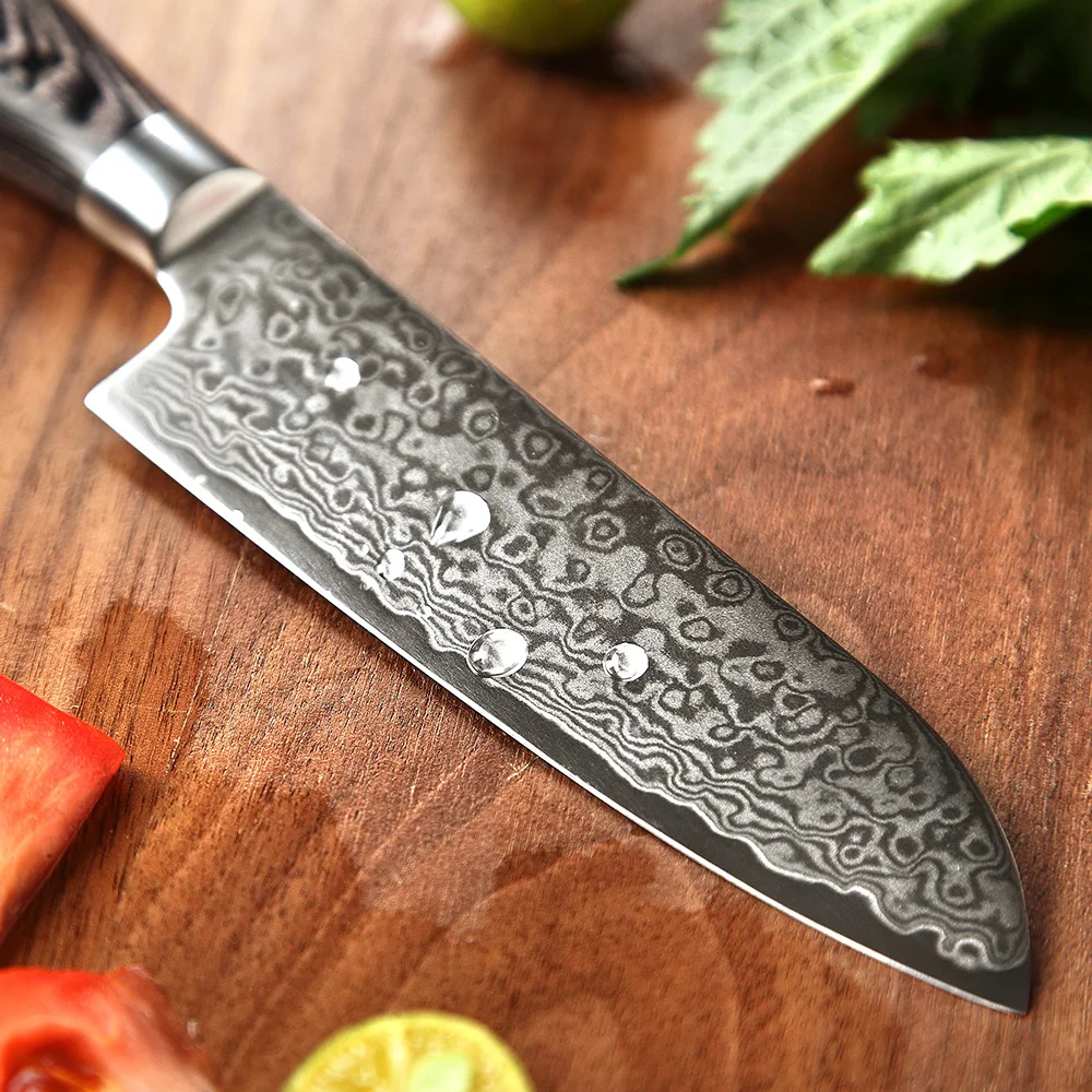 XINZUO 5 дюймов нож Santoku японский 67 слоев Дамасские кухонные ножи VG10 стальной нож повара кованая сталь Pakka деревянная ручка