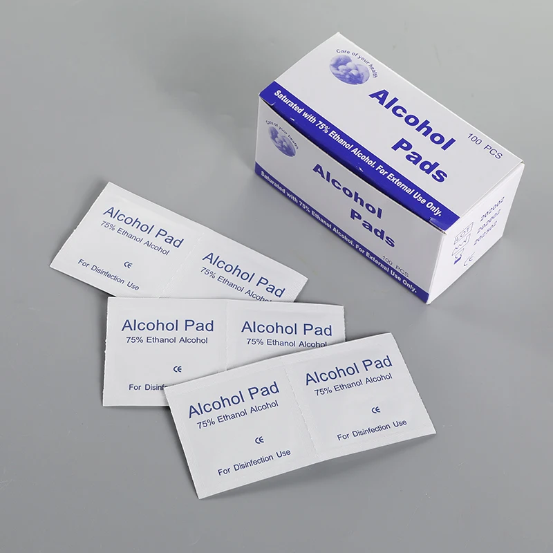 40 unids/lote primeros auxilios al aire libre las necesidades de limpieza toallitas de limpieza de la piel cuidado médico herida torundas de algodón con Alcohol pad