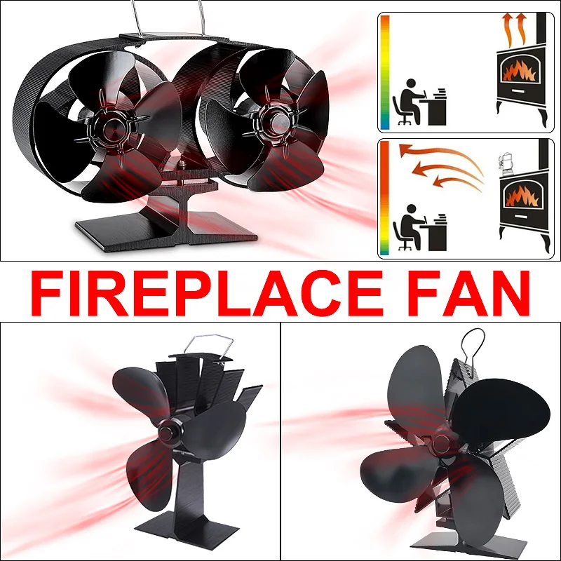 

3/4/8 Blades Stove Fan Heat Powered Fireplace Fan Wood Burner Eco Friendly Quiet Heat Distribution Home Efficient Stove Fan