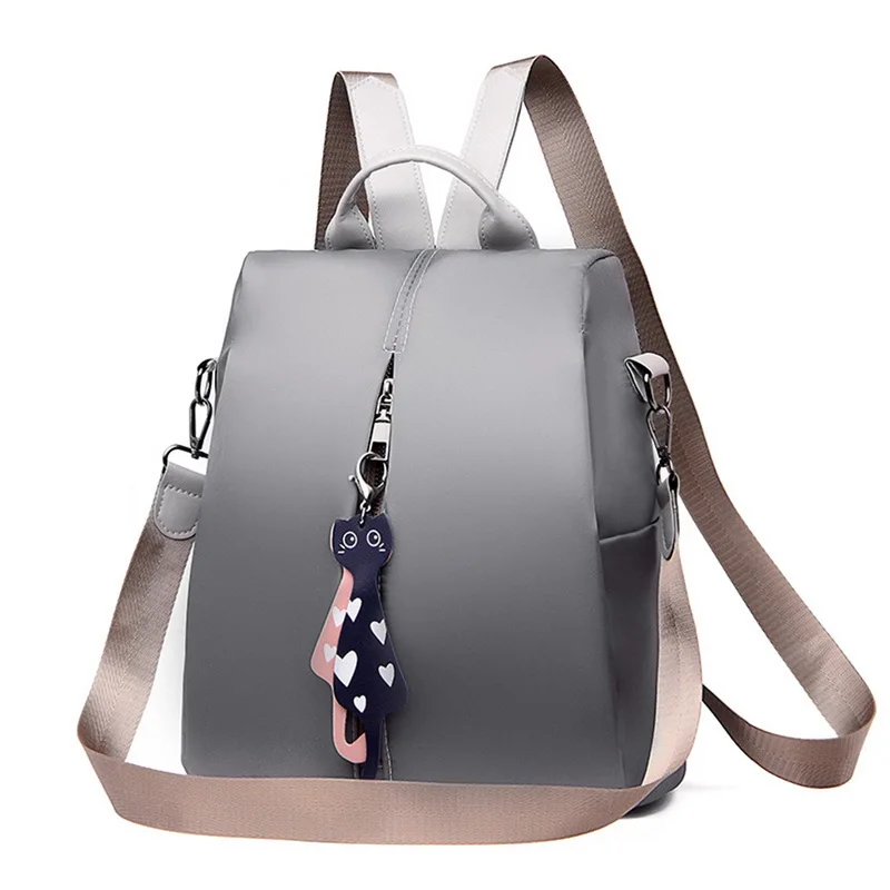 PUIMENTIUA женский Противоугонный рюкзак, модный простой Одноцветный Школьный рюкзак, сумка через плечо из ткани Оксфорд