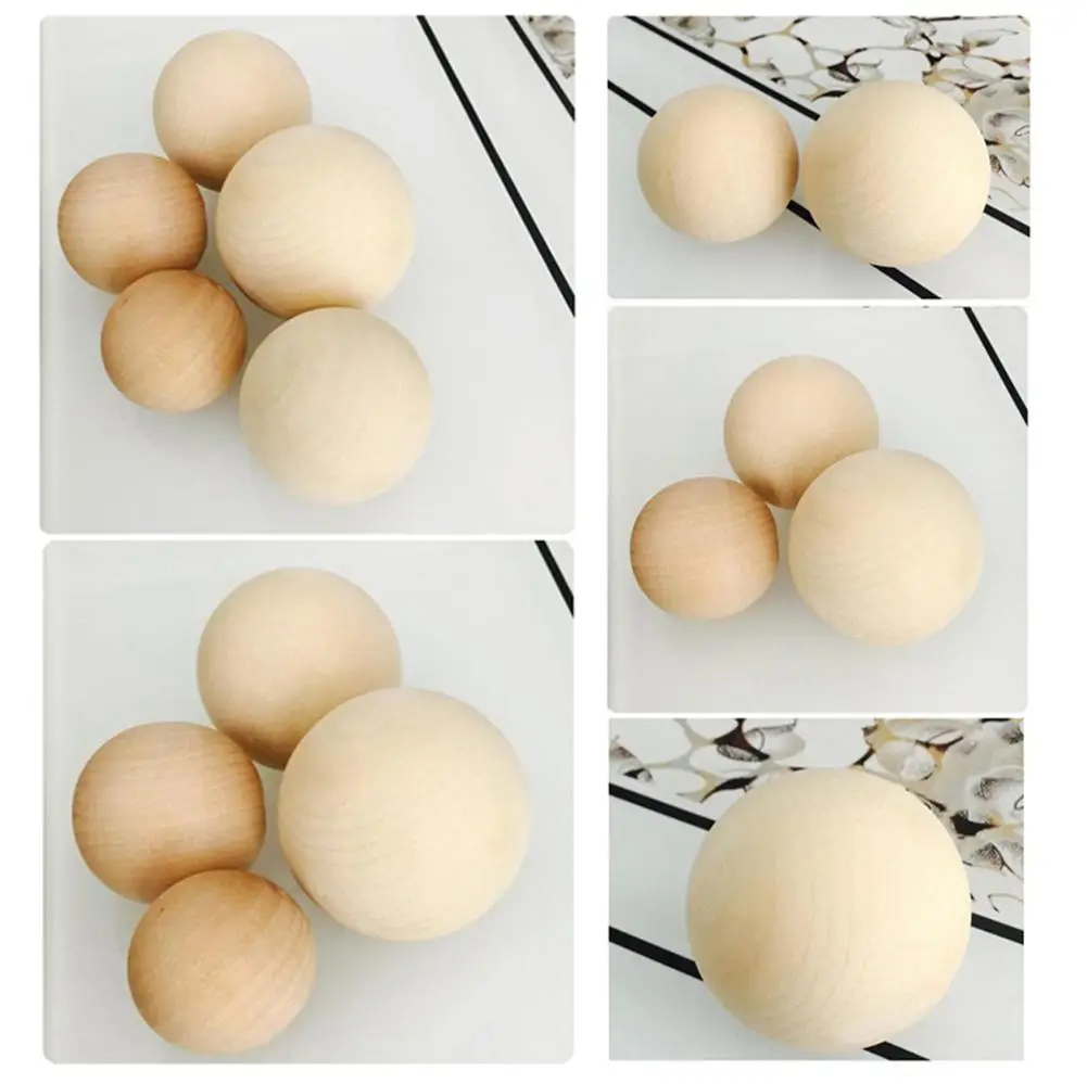 Natural Wooden Craft Wood Balls Sphere Round Craft Supplies 6mm to 60mm  Diameter