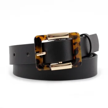 

Women's belt and belt fashion nude leopard print square buckle belt decorative square paired with jeans lady belt