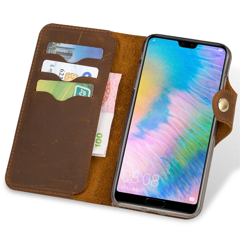 Flip phone Case For Huawei P10 P20 P30 Mate 9 10 20 Pro lite case P Smart Y6 Y7 Y9 2019 Crazy Horse skin For Honor 8X 9 10 lite