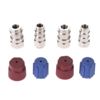 

Conversion Adapter Car Durable Threaded Air Conditioning Connector Joint With Cap Metal Low Pressure R12 To R134A Tool