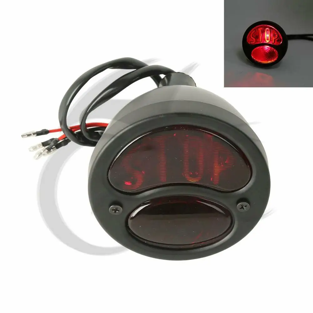 Motorcycle STOP Black/Chrome Rear Brake Tail light For Harley Softail Sportster Roadster Cruiser Cafe Racer Bobber Chopper