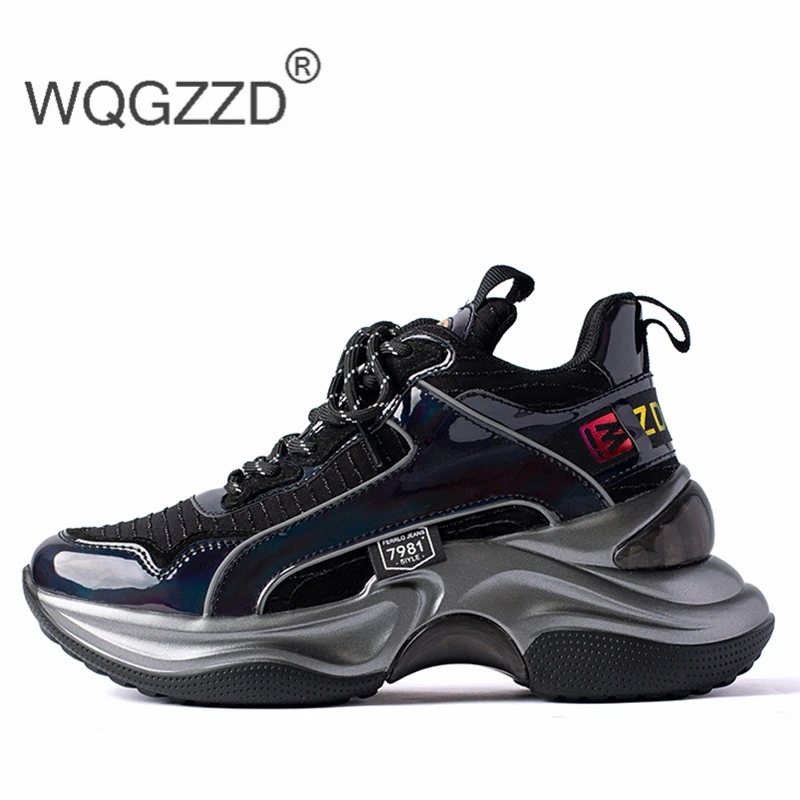 Кроссовки из натуральной кожи на платформе; zapatillas mujer; повседневные кроссовки на массивном каблуке; женская Вулканизированная обувь; Basket Femme