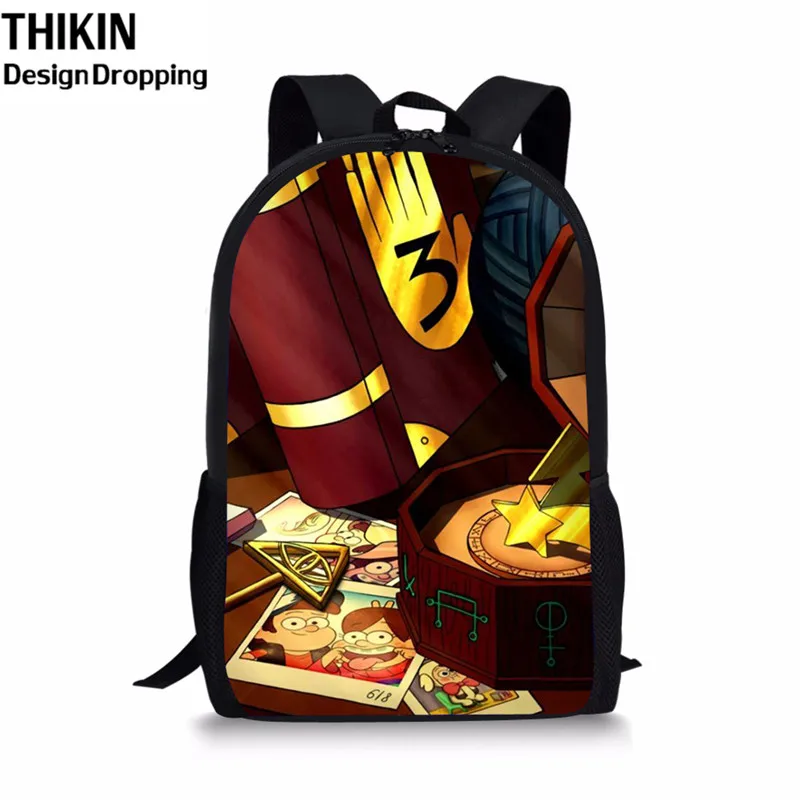 as picture THIKIN Gravity Fall рюкзаки с мультипликационным принтом детские школьные сумки Mochila Junior школьные сумки в Женская Повседневная сумка - Цвет: as picture