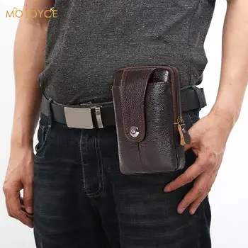 

Men Genuine Leather Waist Pack Bum Bag Classic Texture Creative Delicate Chic Multi-function Small Phone Wallet Pouch