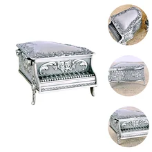

1pc Metal Retro Piano Jewelry Box European Style Jewelry Box Metal Jewelry Box