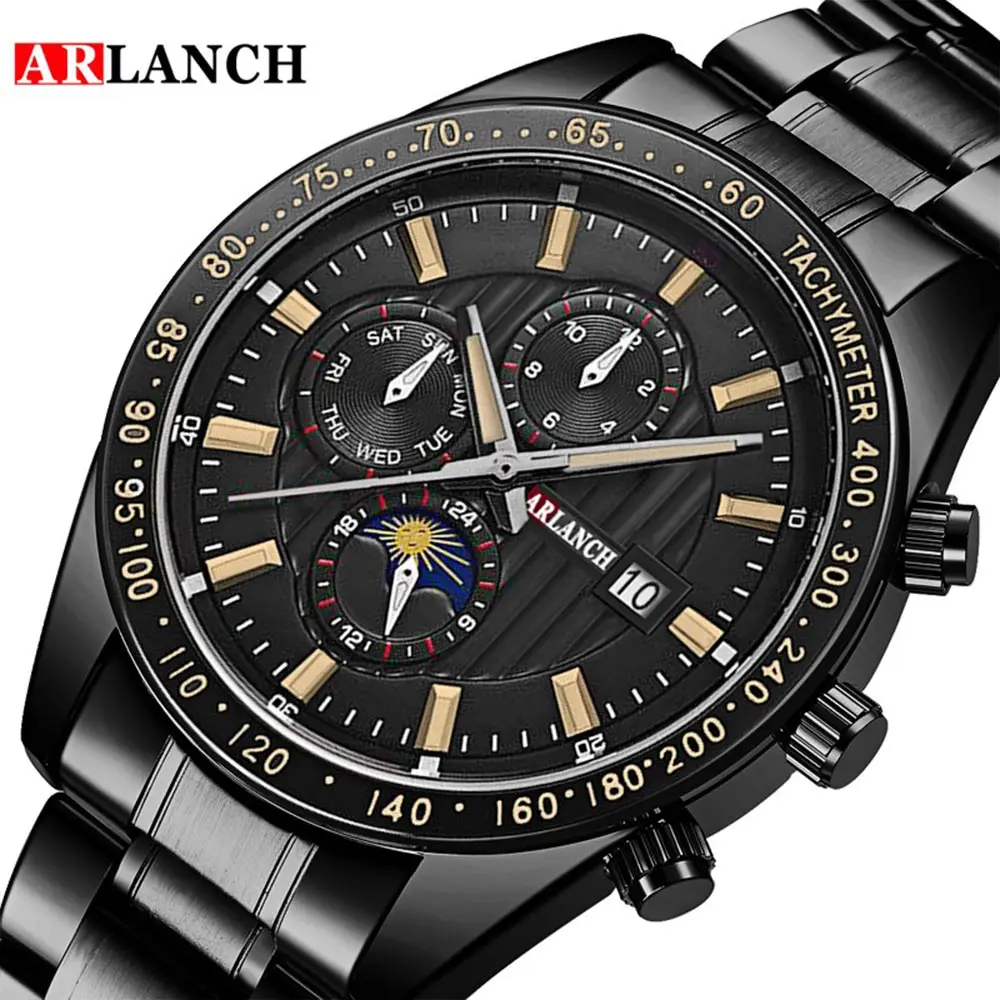 

2019 New Luxury Brand ARLANCH Watches Mens Quartz Business Wristwatch Fashion Clock Classic Steel Band Watch Relogio Masculino