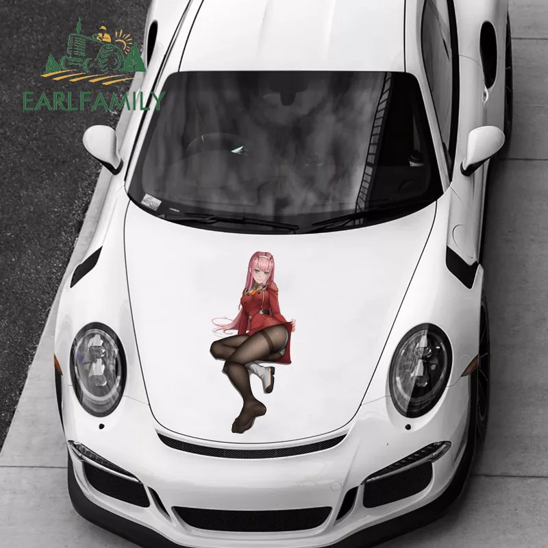 EARLFAMILY 43cm x 20.5cm For Zero Two Motorcycle Car Stickers Personality Fine Decal Waterproof Scratch-Proof Decoration