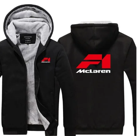 1 New Winter Fleece Hoodies men Zipper for Mclaren sweatshirt Casual coat male Thicken jackets Tops f - Цвет: 1