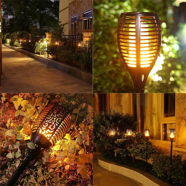 LED Solar Flame Lights Outdoor IP65 Waterproof Led Solar Garden Light Flickering Flame Torches Lamp for Courtyard Garden Balcony 2