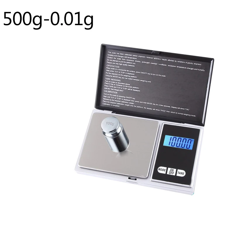 1 шт. цифровые весы 100/200/300/500/1000g 0,01/0,1 г Высокая точность ЖК-дисплей Дисплей Карманные электронные весы грамм Вес для Кухня ювелирные изделия наркотиков - Цвет: 500g-0.01g