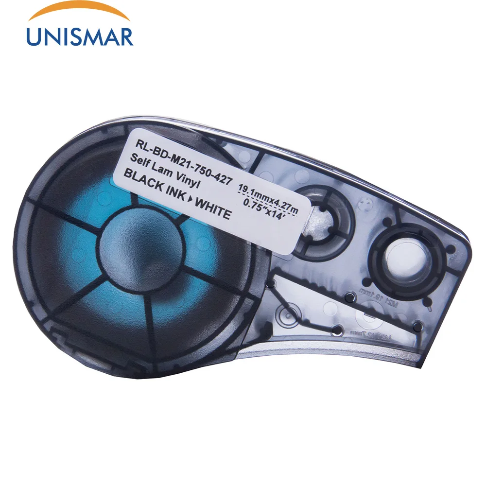 

M21-750-427 For Brady Self-Laminating Vinyl Cable Translucent Label Tape Black on White for BMP21-Plus ID Pal LABPAL Printers