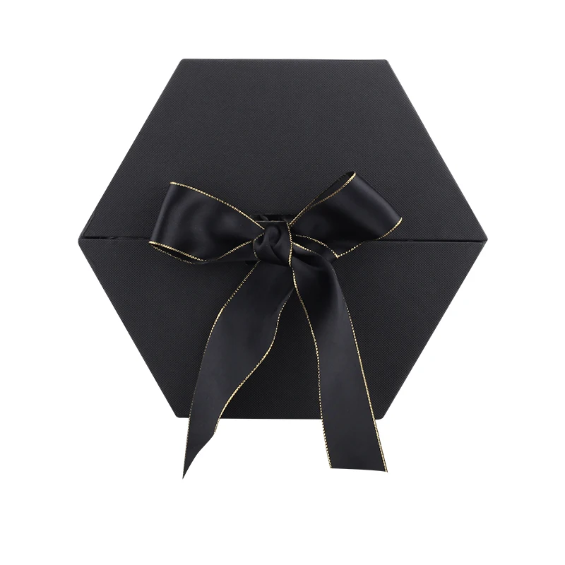 black box Creative Hexagon Box Baby's Birthday Gifts Packaging Box Wedding Favor Decoration Gift Box Packing Gift Flower Boxes - Цвет: black box