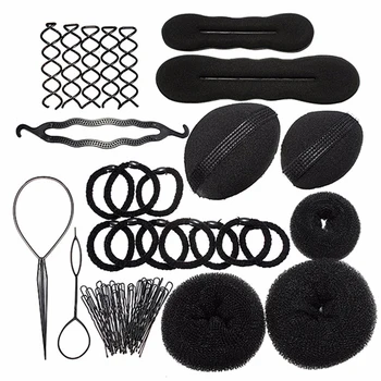 

Hair DIY Tool Kit Donut Bun Maker U-shaped Clip Spiral Clip Hair Bands Hair Base Bumps Hair Loops Bun Makers