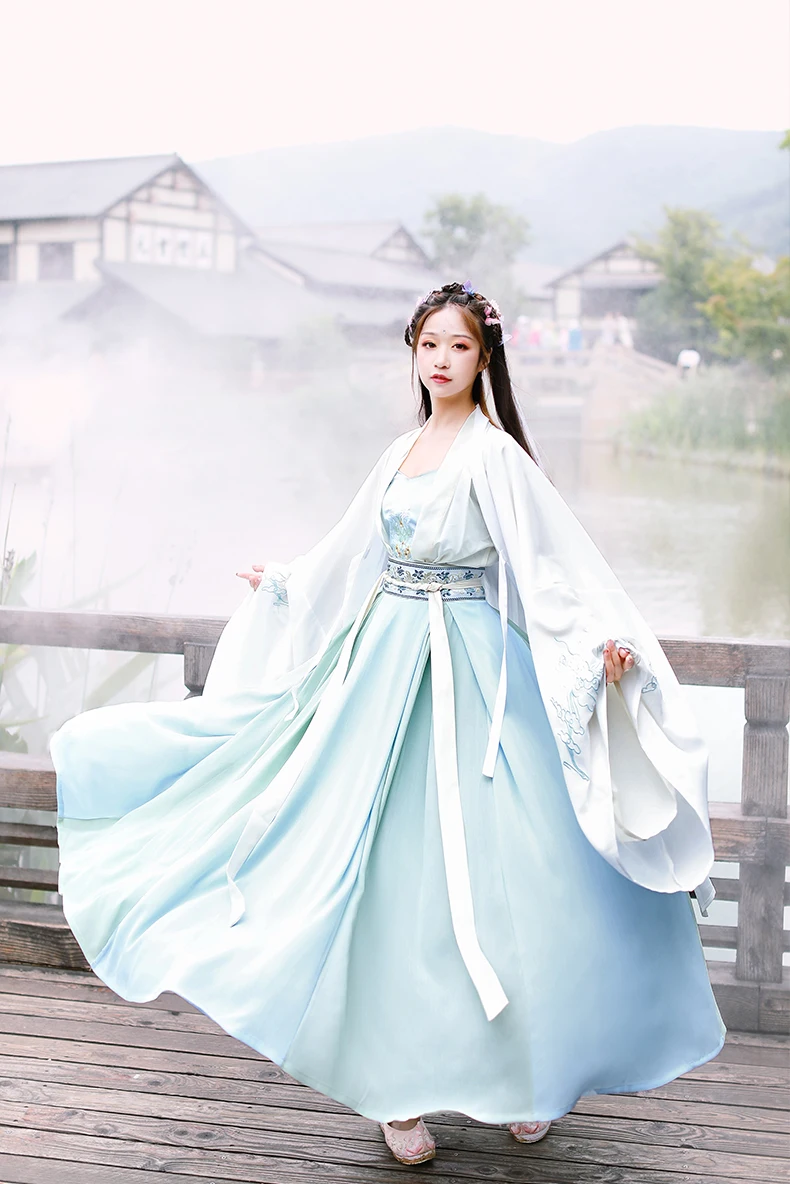 Изысканные танцевальные костюмы с вышивкой Hanfu, женское платье древней феи, народный праздничный наряд, одежда для выступлений певцов DC2718