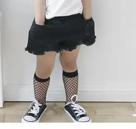 fishnets black knee Детские носки без пятки на весну-осень носки принцессы с ромбовидным узором для девочек хлопковые тонкие Гольфы выше колена с кружевным бантом из хлопка - Цвет: fishnets black knee