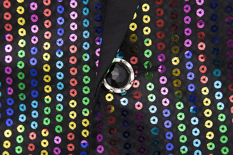 2 Style Multi-color Shiny Sequins Thin Jacket One Button Slim Fit Sequined Casual Coat Stage Wear Male Singer Host Bar Costume