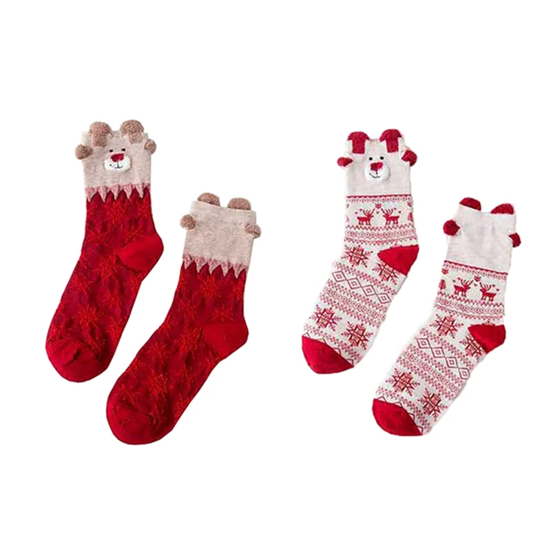 3 пары зимних подарочных хлопковых рождественских милых женских носков; милые короткие дышащие носки до щиколотки с героями мультфильмов