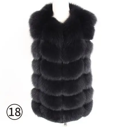 maomaokong зимний женский жилет больших размеров серый натуральный Лисий мех пальто Модный меховой жилет куртка - Color: long 68cm-18