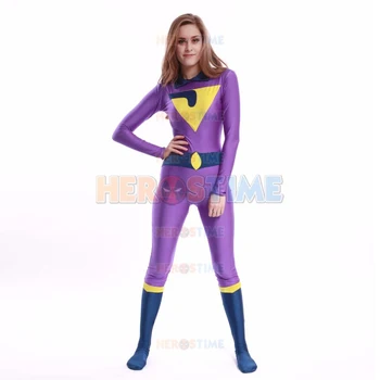 

High Quality Adult/Kids Womens Halloween Wonder Twins Costume Superhero Lady Lycra Zentai Zan/Jayna Cosplay Costumes Female Suit