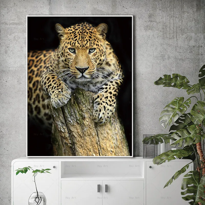 HD Canvas Print Wall Art Wild Animal Painting leopard Picture for Living Room Watercolor Style Prints