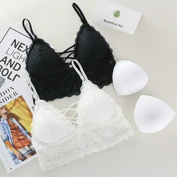 

Linbaiway Sexy Women Bras Lace Flower Lingerie Thin Suitable Bralette Wire Free Femme Underwear Tops Girls Vest Bra Brassiere