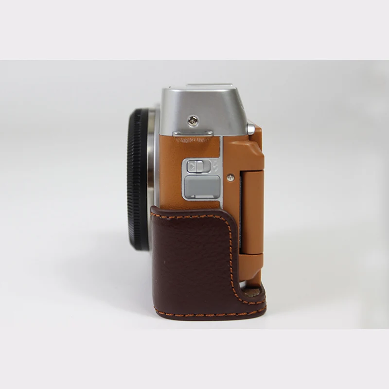 Натуральная кожа чехол Половина корпуса камеры Сумка для Fujifilm X-A7 FUJI XA7 с отверстием батареи