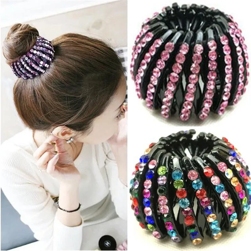 Fashion Crystal Bird's Nest Hair Clips Headwear Woman Hair Ponytail Holder  1pc Curler Roller Headwear Hair Donut Bun Maker Girls - Scrunchie -  AliExpress
