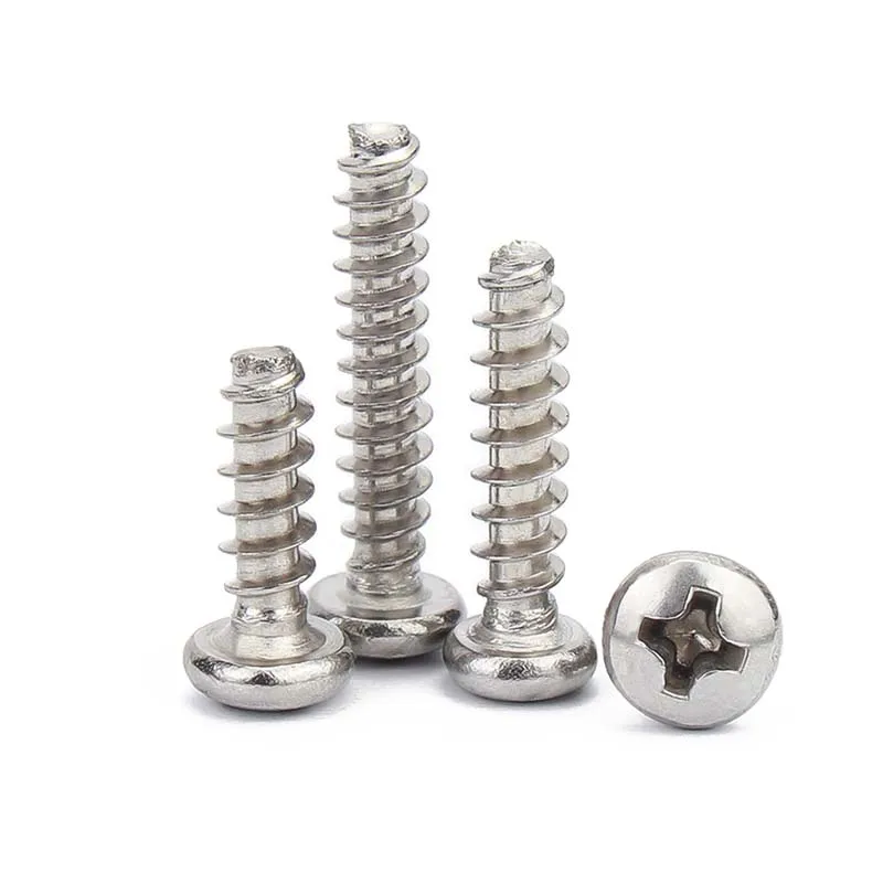 Self Tapping Screw 10/50X 304 Stainless Steel Cross Recess Phillips Pan Round Head Flat End Self Tapping Screw M1.2 M1.4 M1.7 M2 M2.6 M3 M3.5 M4 M5