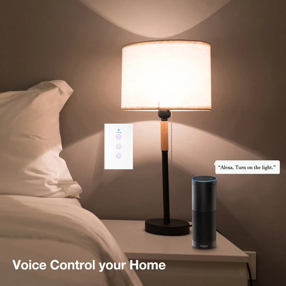 Wi-Fi умный светильник RF433 стандарт США голосовой пульт дистанционного управления Сенсорная панель беспроводной настенный переключатель работает с Alexa Google Home