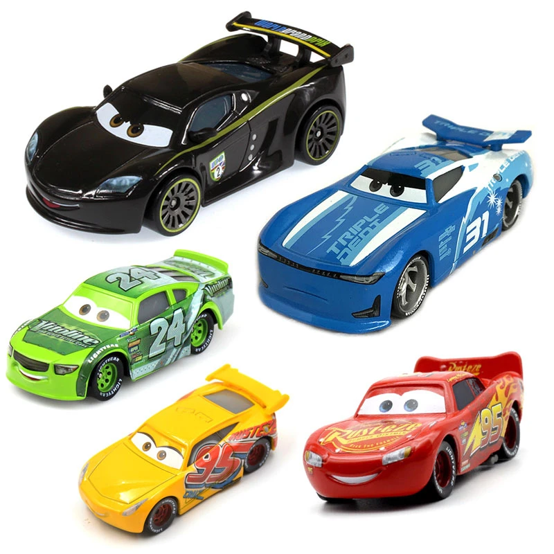 Disney Pixar-Juguetes de los personajes de Cars para niños, coches de juguetes de Cars 2 3, Lightning McQueen, Mater Jackson, Storm Ramirez, 1:55, vehículo fundido a presión, juguete de metal de aleación para chicos