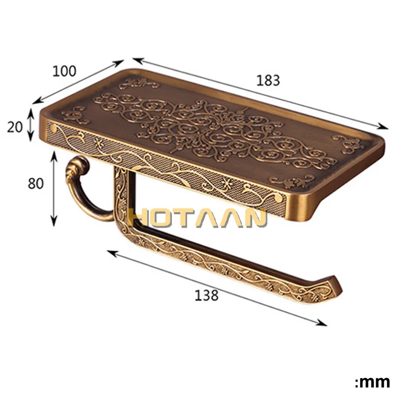 Toilet Paper Holder Antique Brass Bathroom Mobile Holder Toilet Tssue Paper Roll Bathroom Storage Rack Accessory YT-1492