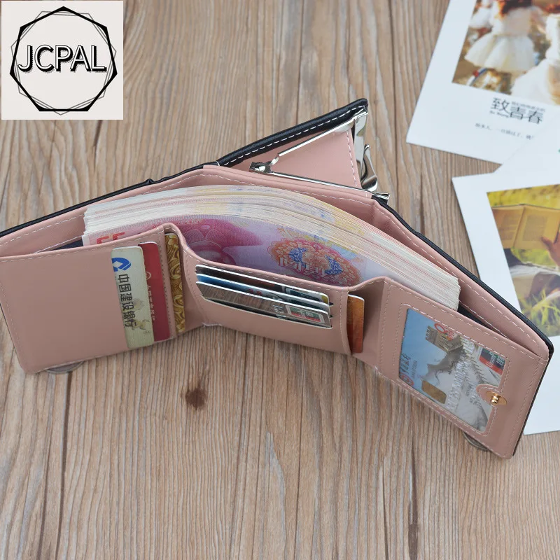JCPAL, простой Женский мини-кошелек, Ретро стиль, цветок, короткий кожаный кошелек, женский, студенческий, три сложения, кошелек, bolsas femininas