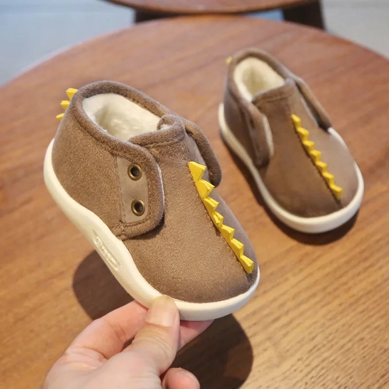 Детская Повседневная хлопковая детская обувь для маленьких мальчиков и девочек; бархатная зимняя обувь с мягкой подошвой для малышей
