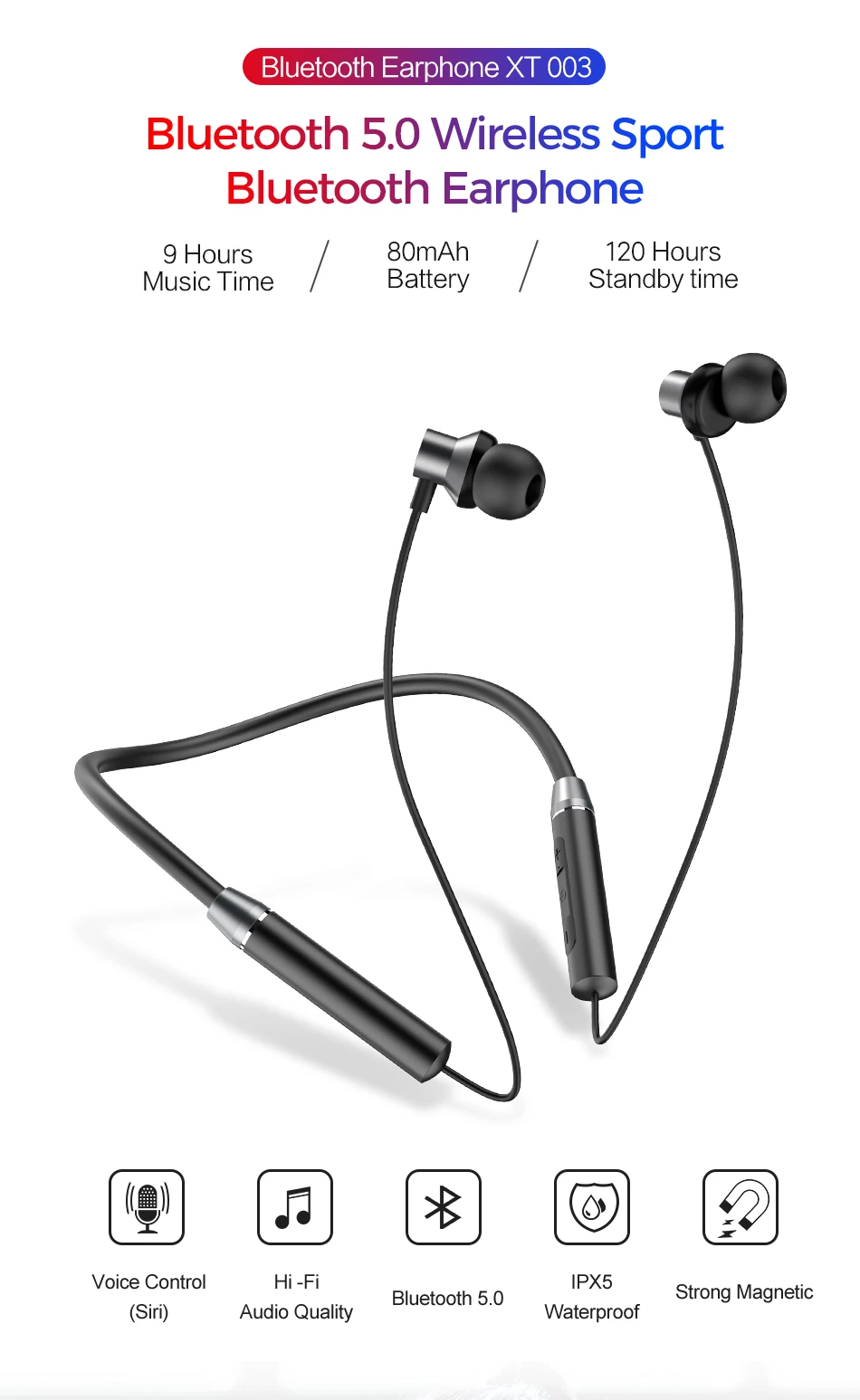 ROCK Bluetooth наушники стерео наушники-вкладыши спортивные магнитные шейные Беспроводные наушники с микрофоном Звук наушники гарнитура для телефона