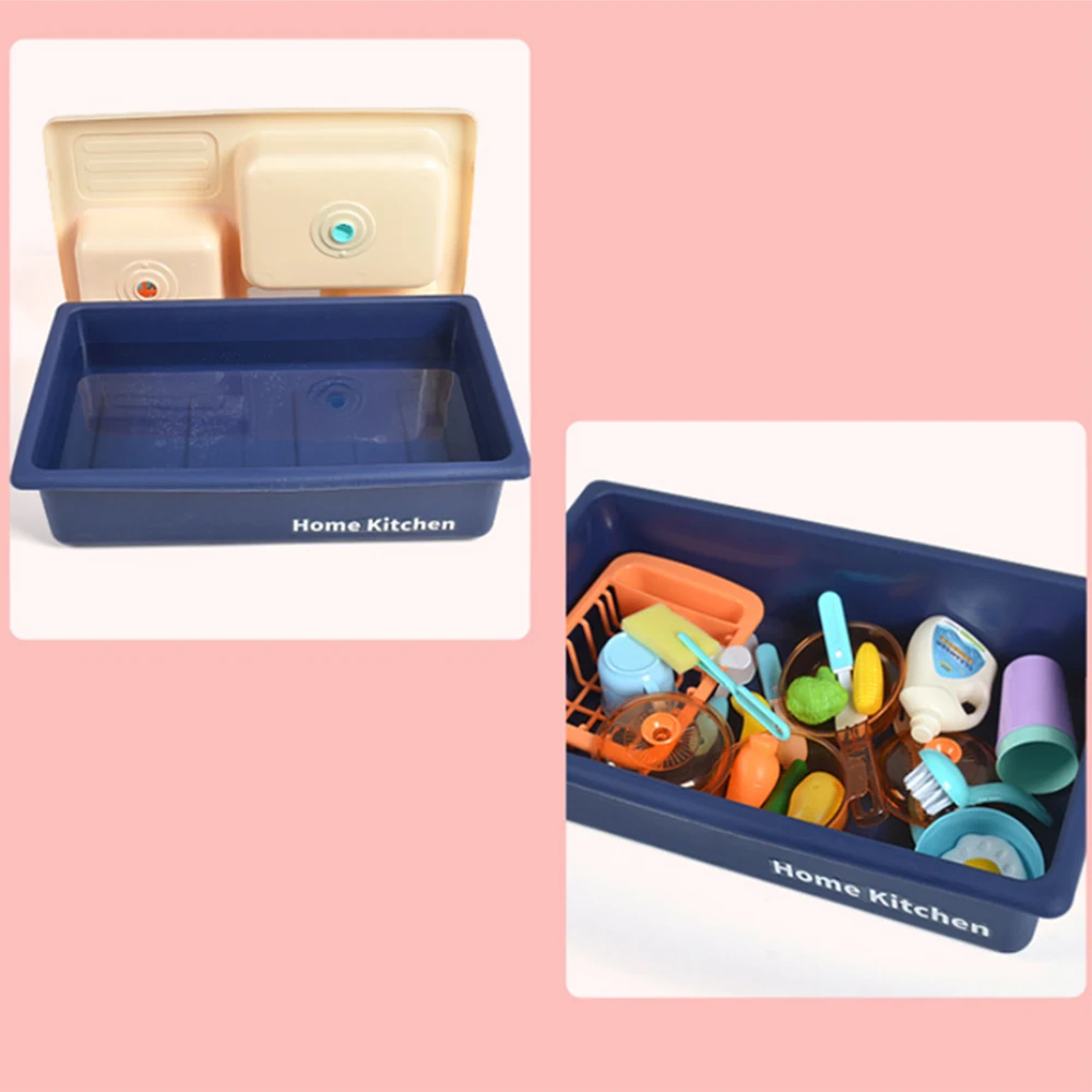 Kitchen Sink Toys Dishwasher Playing Toy with Running Water Automatic Faucets Play House Pretend Role Play Toys for Kids