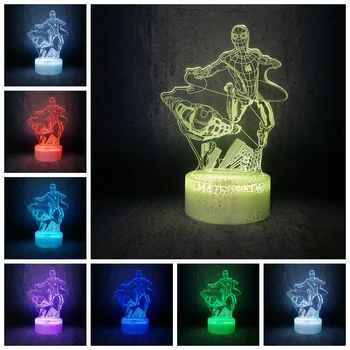 

Marvel Bedside Lamp Iron-Man with Spider-Man Night Light USB Touch Remote Smart base kids bedroom decor children holiday gift