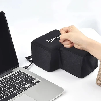 

2019 Big USB Enter Key Anti Stress Button Decompression Computer Any Vent Pillows Button Desktop Pillow For Programmer