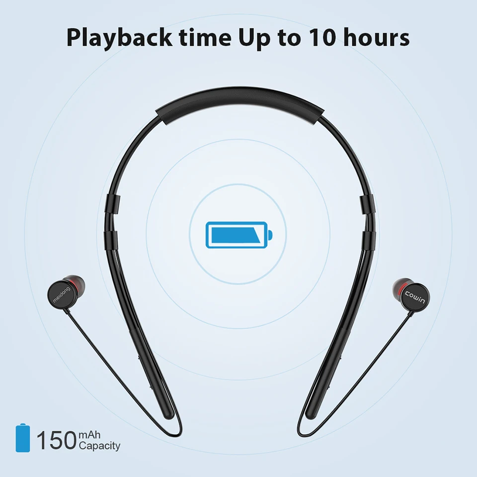 cowin HE6 Wireless Earphones Bluetooth 5.0 Headset Sports Earbuds for Running Built-in Mic with Magnetic Connection