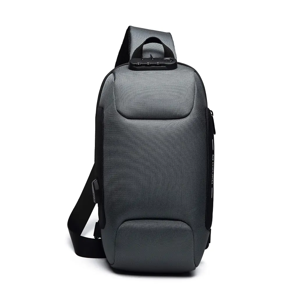 Men Outdoor Shoulder Bag Water-Resistant Oxford Cloth Chest Pack Fashion Burglarproof Chest Bag City Walking Backpack - Цвет: Темно-серый